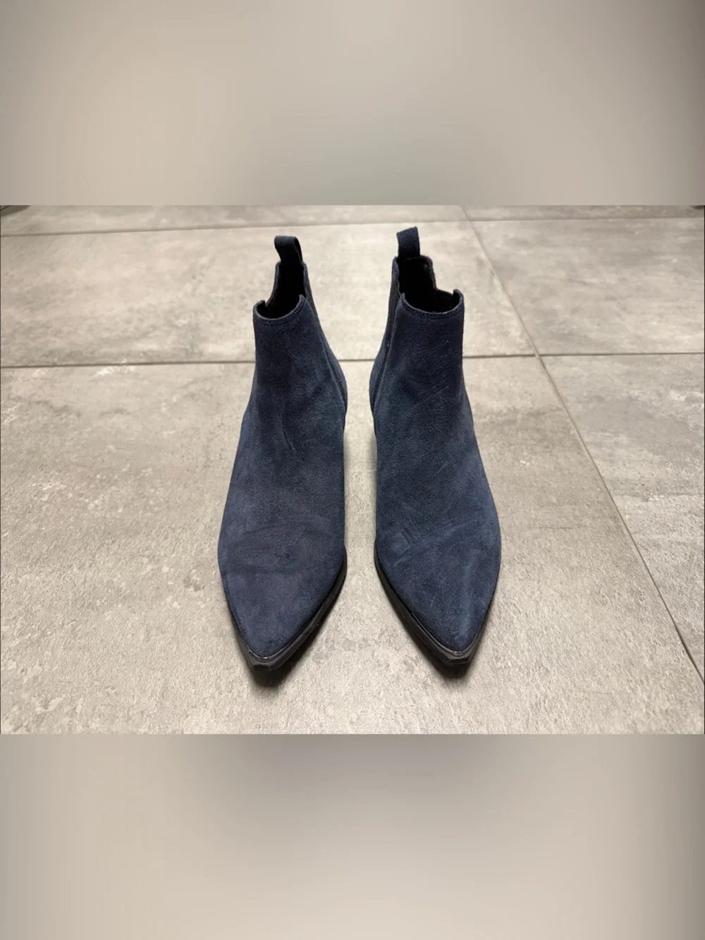 Marc Fisher Navy Suede Pointed Ankle Booties